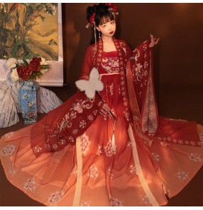 Women Girls Tang Dynasty Hanfu Queen Empress cosplay dress for chinese fairy princess large-sleeved shirt swing skirt adult fairy kimono dresses