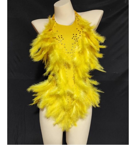 Female Singers DjDs white rhinestone red yellow feather jazz dance ...