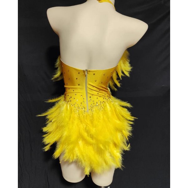 Female Singers DjDs white rhinestone red yellow feather jazz dance ...