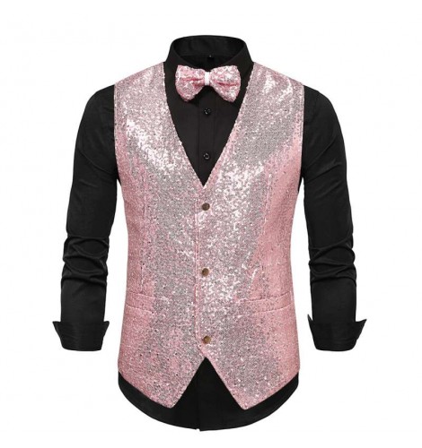 Red silver pink green sequinsJazz dance vest for men youth young ...