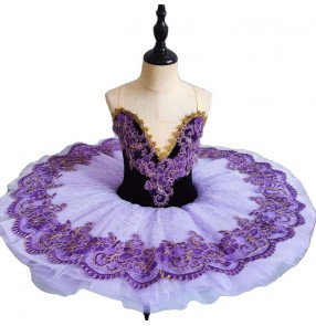 Children girls purple black ballet dresses ballerina pancake flat tutu skirts kids children little swan lake classical ballet Costumes for kids