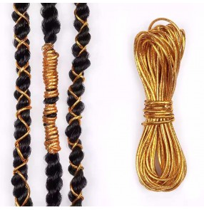 Indian queen dance performance hair rope silver gold bling ornament hair tie Braided hair accessories Handmade headdress braids for photo shoots