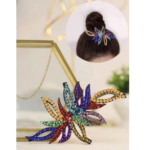  rhythmic gymnastics cheerleading competition Rhinestone Headdress for girls kids hair Crown latin figure skating hair clip head flower