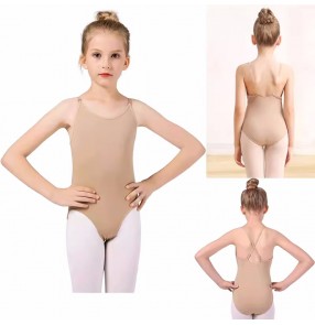 Children's Latin ballet gymnastics dance invisible underwear flesh color lingerie jumpsuits for kids art examination practice costumes