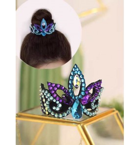 Kids Rhinestone rhythmic gymnastics cheerleading competition Headdress Latin ballwoom Figure skating hair hoop hair rope head flowers