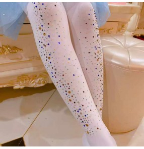 Toddlers Diamond girl bling stockings flesh color  ballet latin jazz dance performance leggings for kids girls model show catwalk dance socks pantyhose