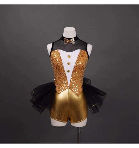 black and gold dance costume