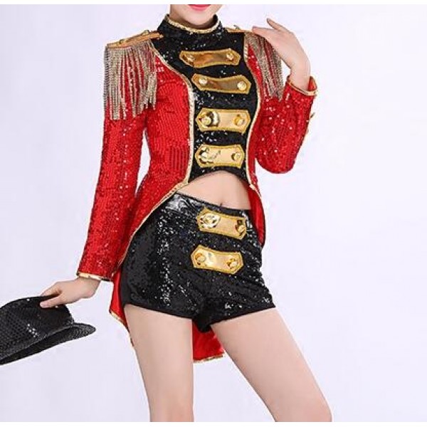 Black red gold patchwork sequins paillette women's ladies female