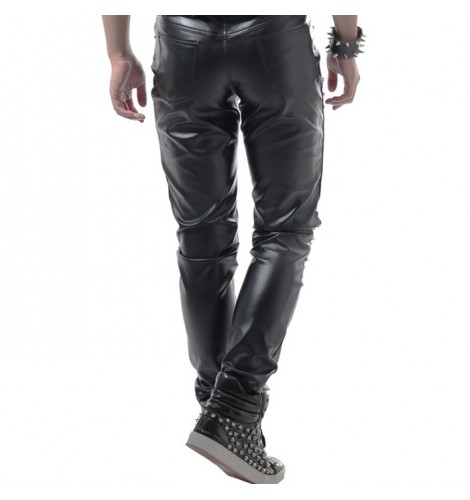 Black casual leisure leather fashion European American Rivet men's mans ...