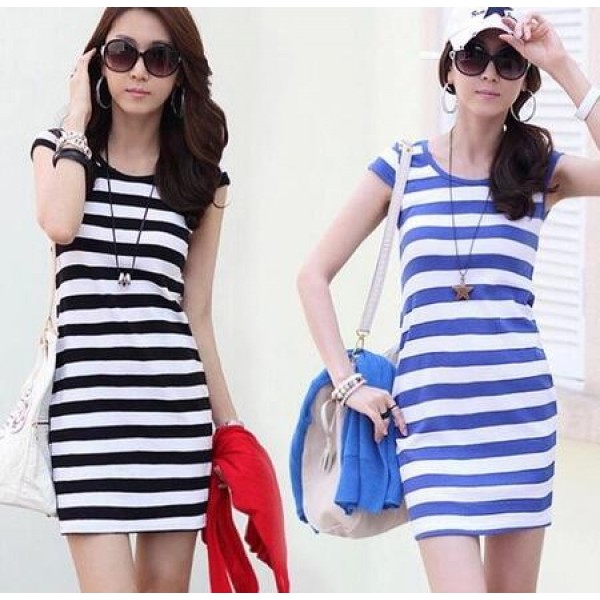 womens black and white striped dress