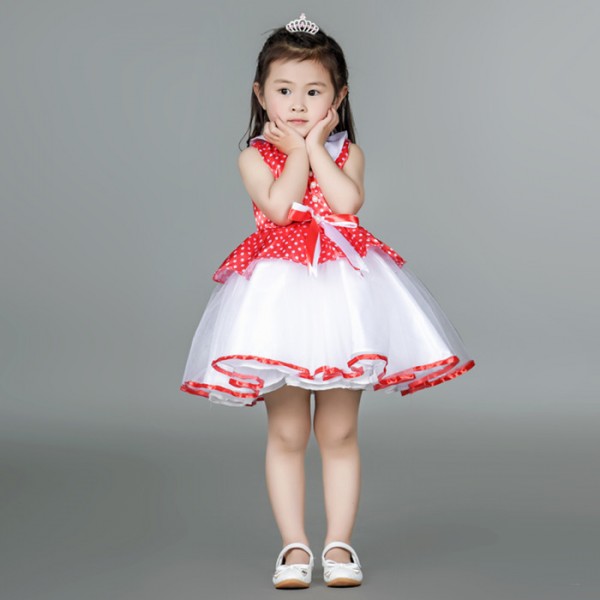 girls red and white dress