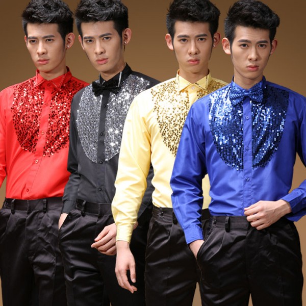 Wholesale Cheap Black Red Royal Blue Yellow Sequins Male Adult Men S