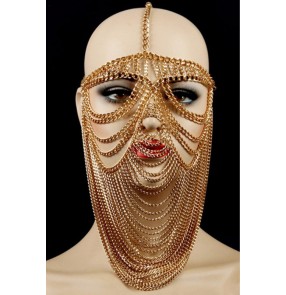 African Tribal Tassel Belly dance Mask Egypt Queen Cosplay photos shooting Accessories Nightclub Bar Female Singer Stage Performance Metal fringed Mask