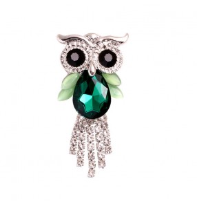 Alloy owl brooches for women and men with diamond and crystal animal owl brooch Corsage