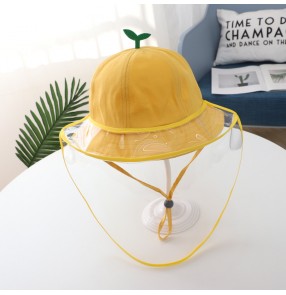 Anti-droplet fisherman's cap for kids with face shield dust proof anti-splash virus full face mask sun hat for baby