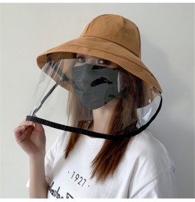 Anti-saliva virus fisherman hat with face shield for adult full face protect mask sunscreen cap