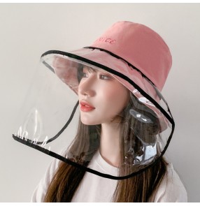 anti-spitting droplet fisherman hat with face shield dust-proof double side sunscreen hats for women