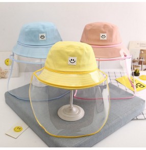 Anti spitting droplet fisherman's cap for kids with clear face shield dust proof safety protect sun cap for children
