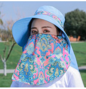 anti-spitting with face mask sunscreen hat dust proof outdoor beach hats for women