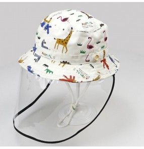 anti-spray kids fisherman's cap with detachable face shield dustproof sunscreen protective cap for baby