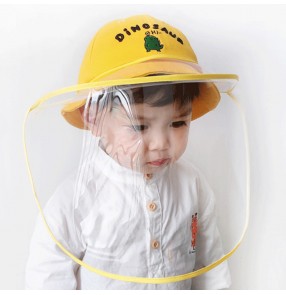 Anti-spray saliva baby cotton fisherman's cap with clear face shield outdoor safety protective hat for kids