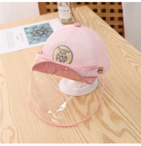 Anti-spray saliva baseball cap with face shield for kids baby outdoor breathable dust proof sunscreen protective hat for children