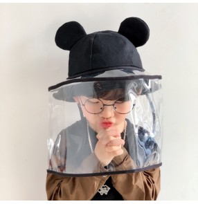 Anti-spray saliva cartoon baby fisherman's cap with face shield for kids protective sun hat for boys girls
