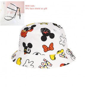 Anti-spray saliva cartoon fisherman's cap for kids anti-uv outdoor protective cotton sun hat for girls boys