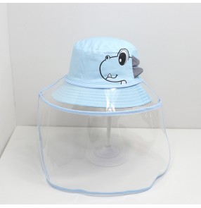 Anti-spray saliva cartoon fisherman's cap with face shield for kids splash dustproof protective sun hat for children