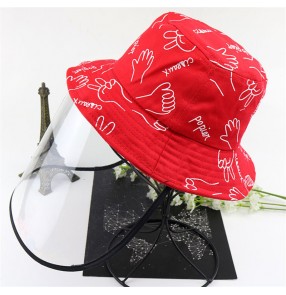 anti-spray saliva Children cartoon fisherman's cap with face shield dust proof protective sun cap