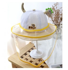 Anti-spray saliva direct splash baby fisherman's cap with clear face shield cartoon sunscreen protective cap for for kids