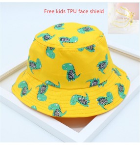 Anti-spray saliva direct splash cartoon fisherman's cap for kids baby outdoor sun protection protective sun hat for boy girls