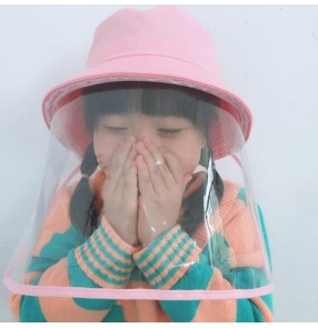 anti spray saliva fisherman hat for kids with face shield dust-proof bucket sun cap for children
