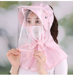 Anti-spray saliva splash hat with clear face shield for women adult virus dust proof sunscreen full face cover protective hat
