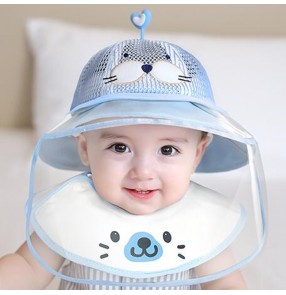 Anti spray saliva summer breathable fisherman's hat with clear face shield  for kids baby outdoor anti uv sun protection protective hat for children