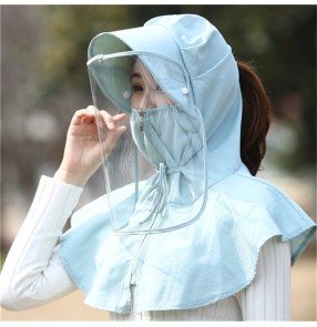 Anti-spray saliva virus face shield hat with full face cover hood mask sunscreen protective hat for women and children