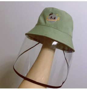 Antivirus spray saliva outdoor fisherman's cap for kids children with face shield protective sunscreen cap