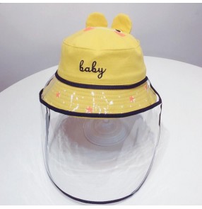Baby anti-spitting spray saliva cartoon hat with face shield dustproof outdoor sun cap for children
