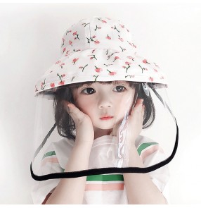 baby toddlers anti spray saliva direct splash fisherman's hat with face shield mask for kids sun protection outdoor protective cap for boy girls