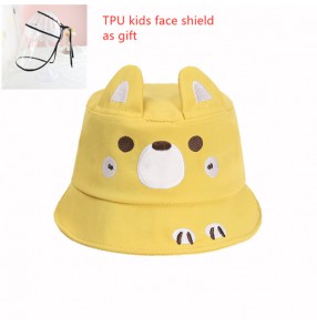 Baby toddlers dog pattern cartoon fisherman's cap with face shield as gift anti direct splash spray saliva sun hat for kids