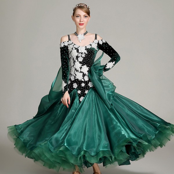 Ballroom competition dancing dresses for women girls dark green wine ...