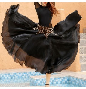 Ballroom dance skirt for women leopard print with black colored ballroom Waltz ballroom dance party dress