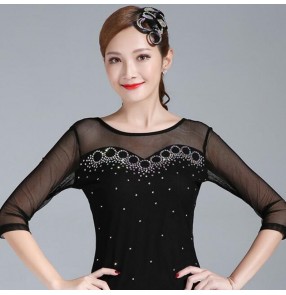 Ballroom dancing tops for women diamond competition latin dance tops stage performance blouses