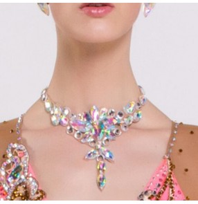 Ballroom waltz laitn competition dance Rhinestones bling necklace handmade choker