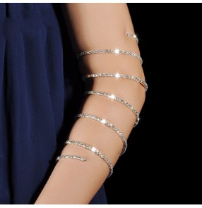 Belly dance tribal arm band for female jewelry show performance bracelet long sequin chain rhinestone bracelet accessories arm chain dance