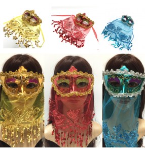 Belly dance veil masks Masquerade Props Lace Indian Veil Mask Sexy Belly Dance Mask Festival Performance Mask