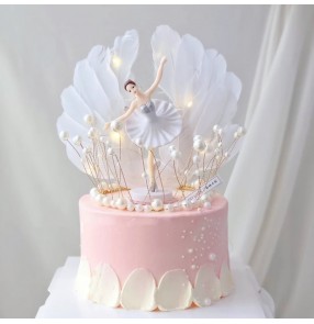 Birthday cake ballet dancing girl decoration ornaments beautiful girl heart baking dress up doll cake accessories