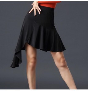 Black fringes latin dance skirts women's  irregular hem salsa chacha dance skirts 