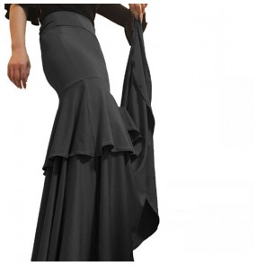 Black red flamenco dance skirt for women layer ruffles spanish bull dance paso double ballroom dance skirts for female