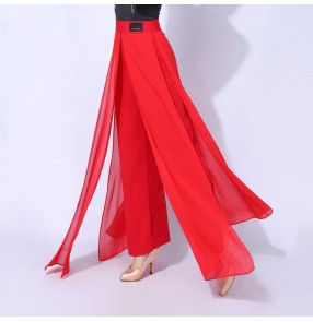Black red Latin dance pants for women girls latin skirts trousers modern dance ballroom dance professional dance pants swing skirts